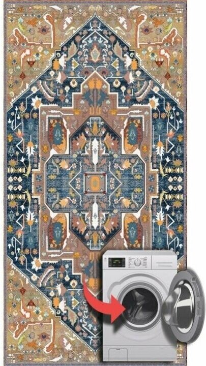 Иранский ковер винтажный на пол для комнаты безворсовый 45 х 90 см, палас для кухни, в гостиную - фотография № 1