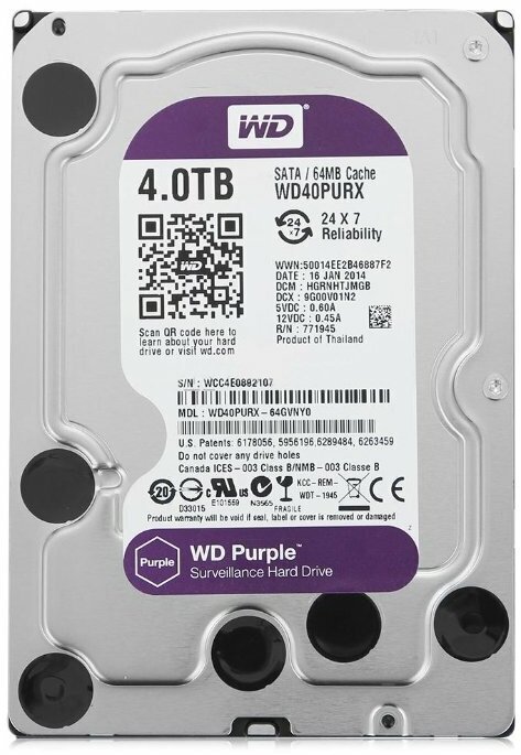 Жесткий диск Western Digital WD Purple 4 TB (WD40PURX)