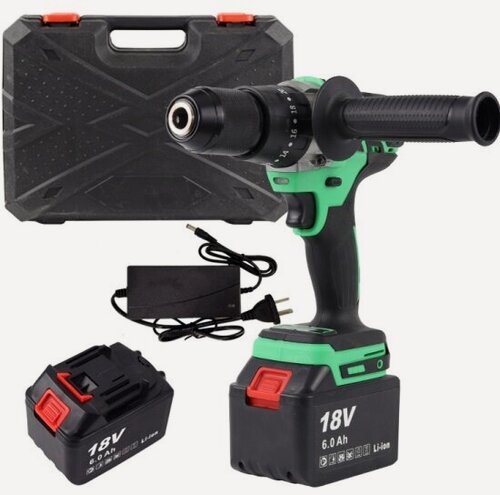 Изображение товара Дрель-шуруповерт аккумуляторная Zitrek Green Impact 18V, ударная, 18В, 2x6Ач (063-4046)