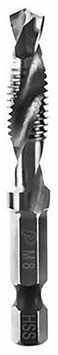 Сверло метчик ПРАКТИКА М8 шаг 1,25, длина 64 мм, хвостовик HEX 1/4'