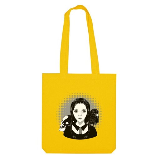 Сумка шоппер Us Basic, желтый сумка готическая девушка с черепом и вороном оранжевый