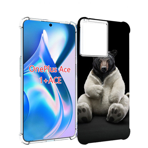 Чехол MyPads Медведь-бурый-белый для OnePlus Ace задняя-панель-накладка-бампер