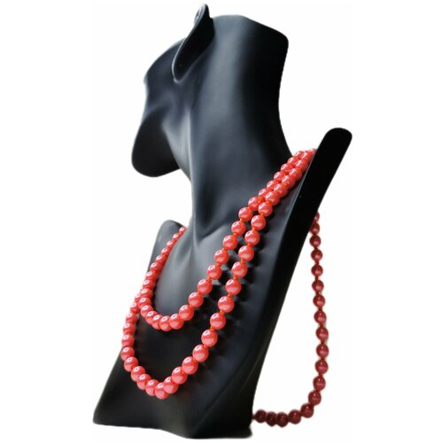 Бусы, длина 120 см, коралловый
