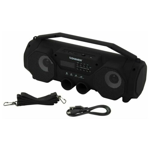 Колонка портативная B306 12Вт Bluetooth FM-тюнер microSD MP3-плеер с подсветкой черная 411700₽