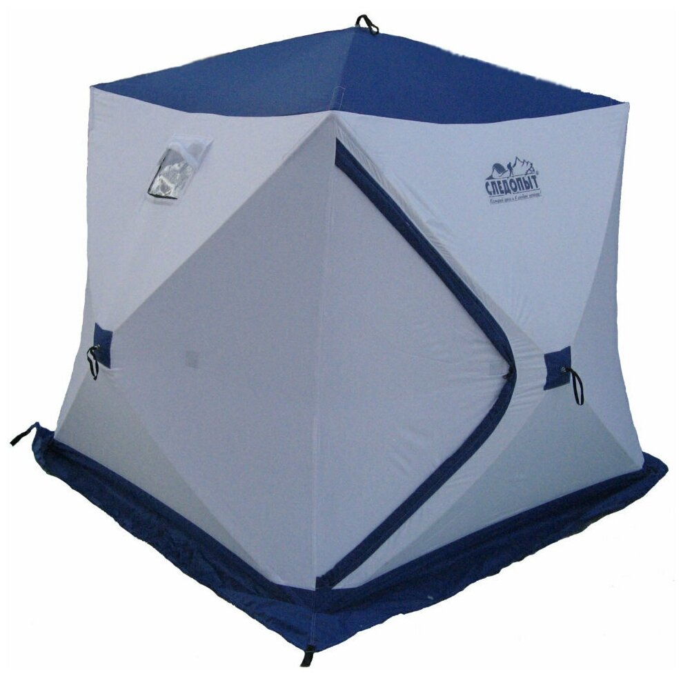 Палатка зимняя куб следопыт 1,8 х1,8 м, Oxford 210D PU 1000, 3-местная, цв. бело-синий PF-TW-12