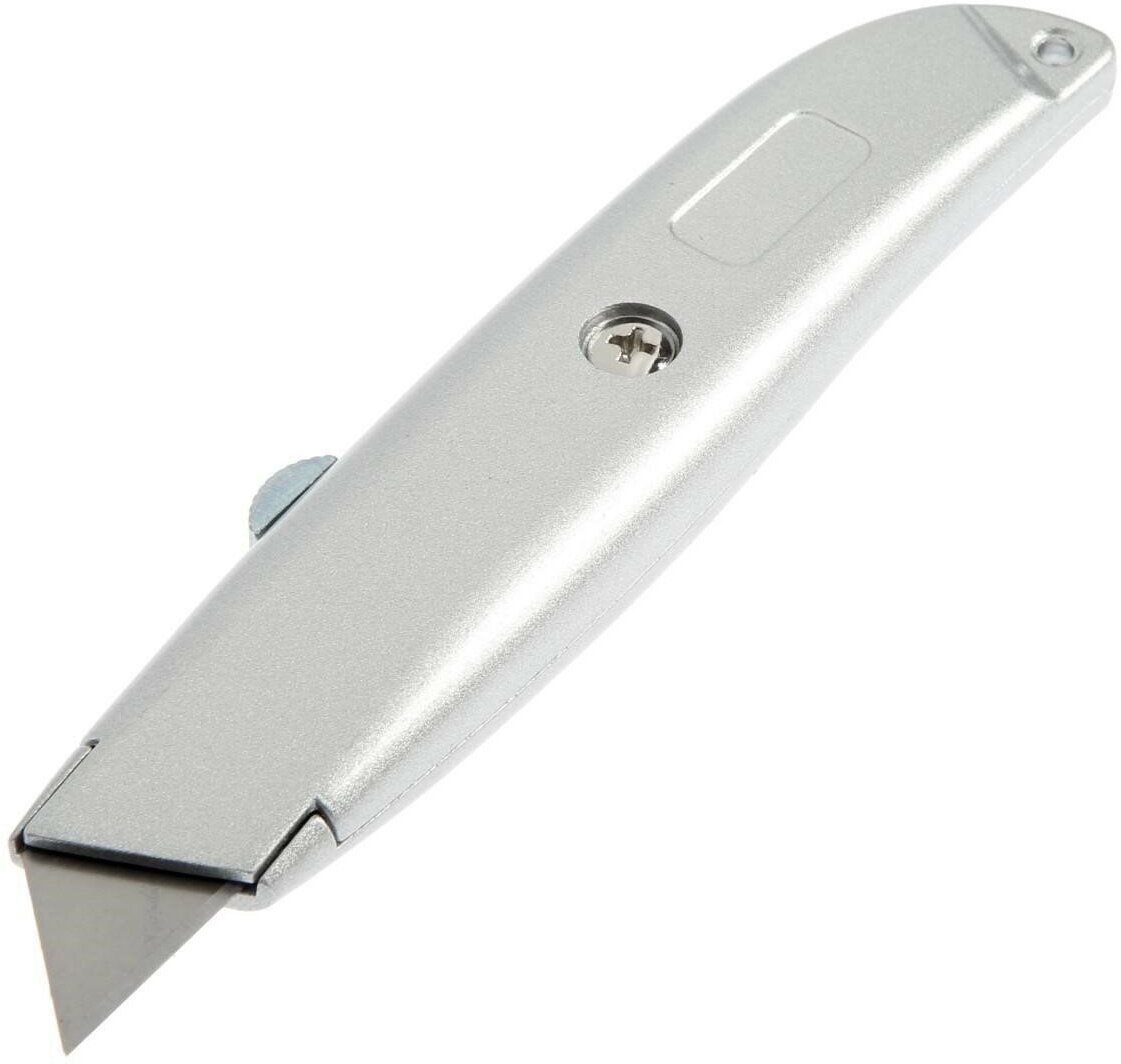 Тундра Нож универсальный TUNDRA строительный с металлическим корпусом трапециевидным лезвием 19 мм