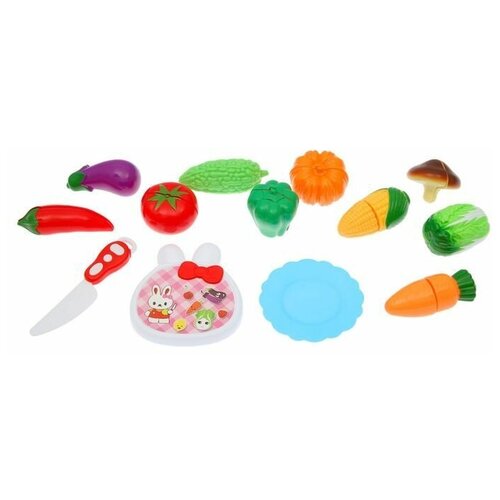 набор игрушечных продуктов для нарезки овощи на липучке 613b Набор продуктов для нарезки на липучках Фрукты-овощи 4