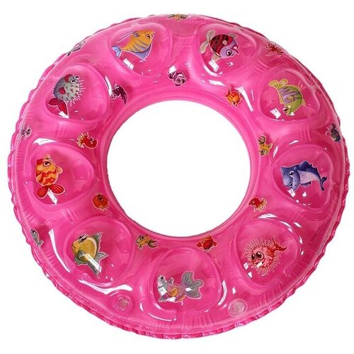 Надувной детский круг с рыбками, 60 см, розовый надувной детский круг с рыбками 60 см розовый