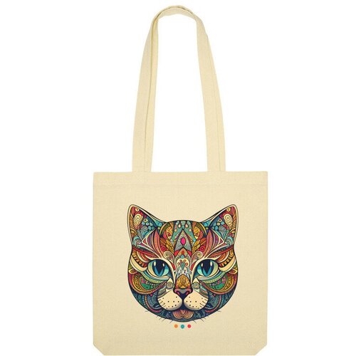 Сумка шоппер Us Basic, бежевый сумка цветная кошка с узорами мандала ярко синий