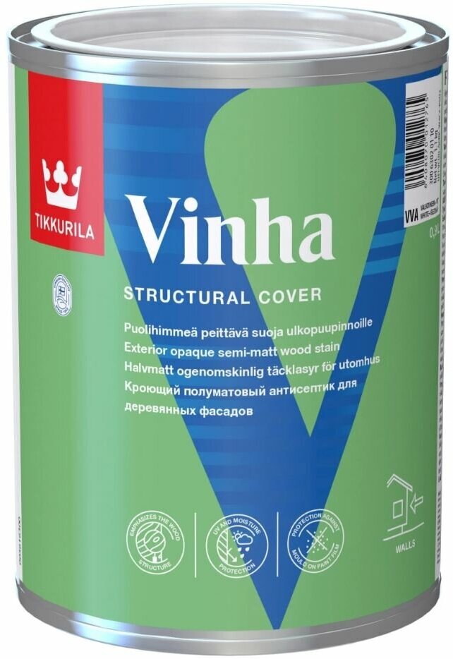 фото Полуматовый кроющий антисептик Tikkurila Vinha 0,9L (VVA)