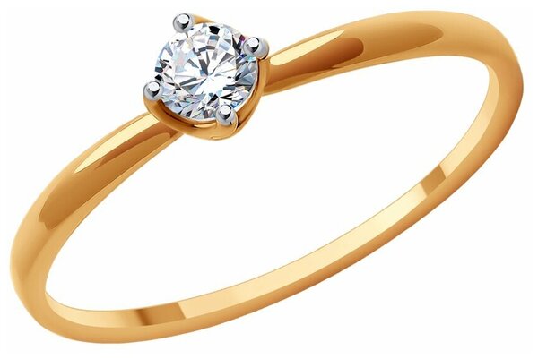 Кольцо Diamant, красное золото, 585 проба, фианит, размер 18.5