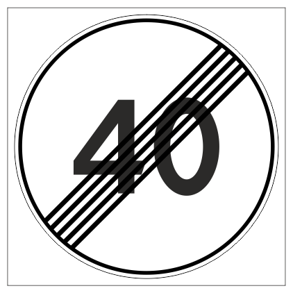 Дорожный знак 3.25 "Конец зоны ограничения максимальной скорости", типоразмер 3 (D700) световозвращающая пленка класс Iа (круг) 40 км/ч
