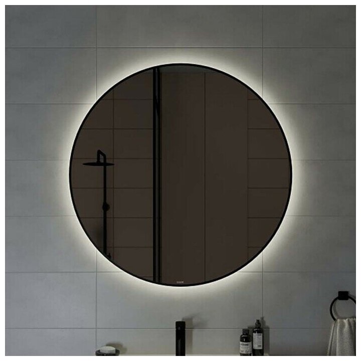 Зеркало с подсветкой круглое в черной раме 100x100 для ванной Cersanit ECLIPSE 64198 - фотография № 11