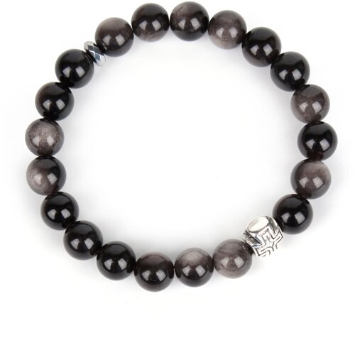 фото Четки-браслет из обсидиана серебристого. диаметр 10 мм. 20 зерен. псалом