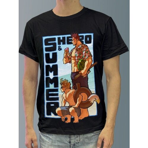 фото Футболка мужская черная из хлопка с dtf рисунком аниме my hero academia - 923 будь на стиле