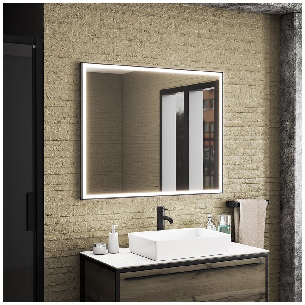 Зеркало с подсветкой 1000х80 LED сенсор в ванную настенное - фотография № 2