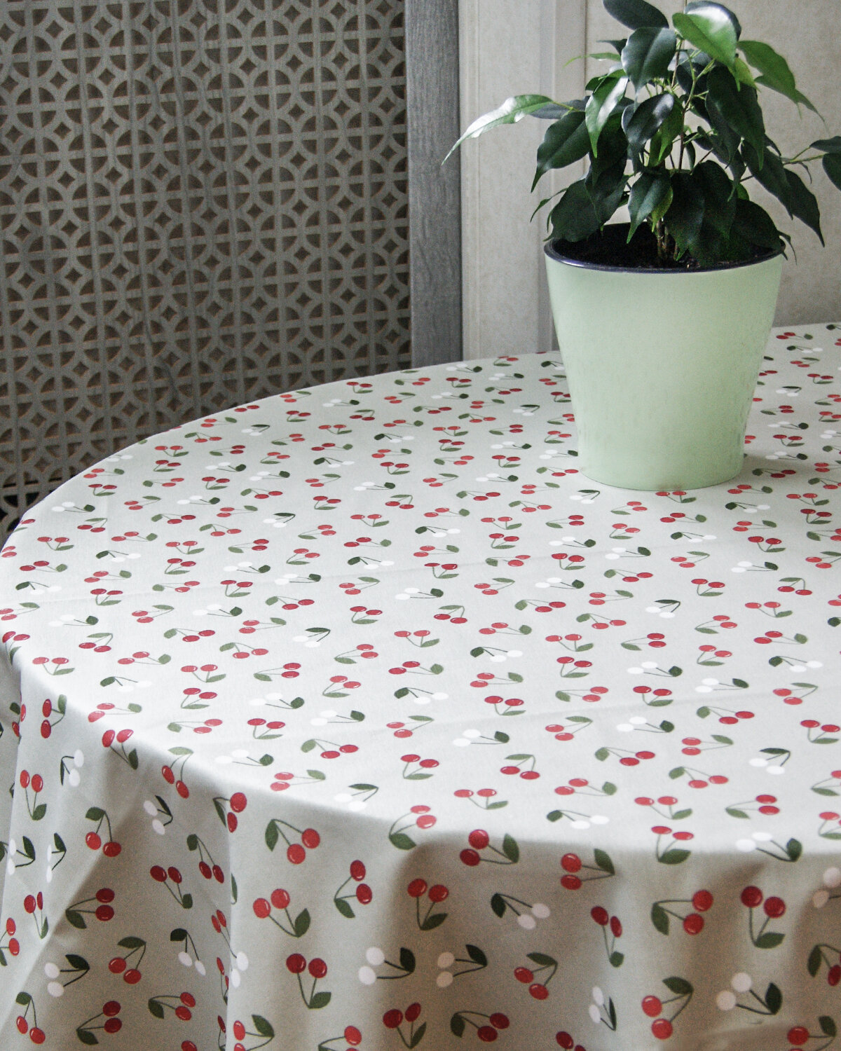 фото Скатерть полульняная столовая круглая, текстиль, хлопок/пэ, диаметр 150 см, 1 штука52086/10