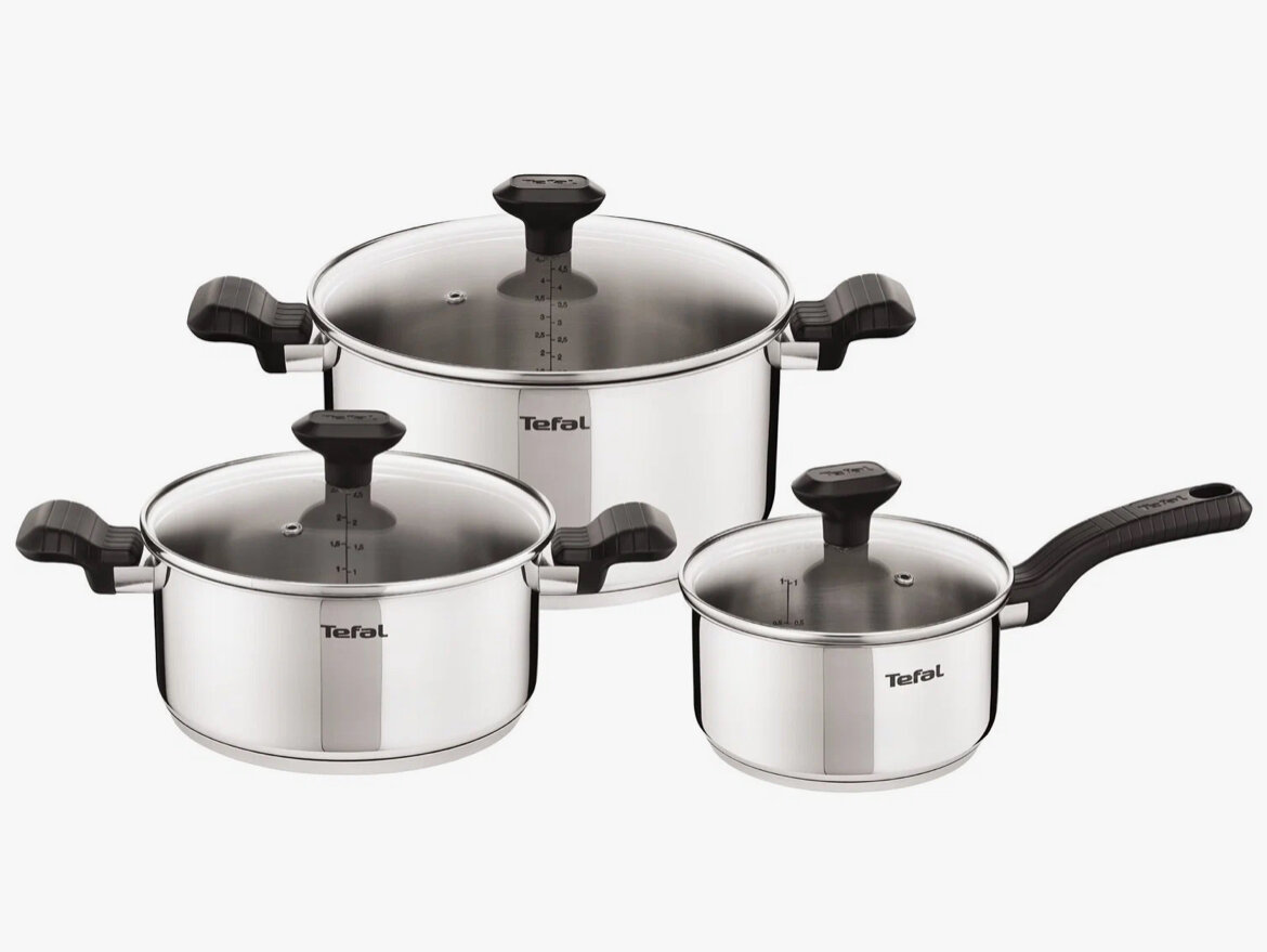 Набор посуды из нержавеющей стали Tefal Comfort Max 6шт. (C973S674) 5,2/3/1,5л