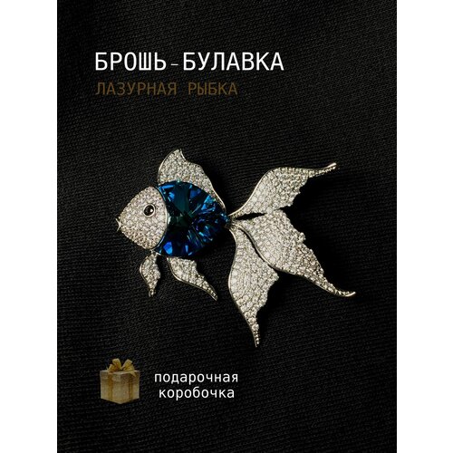 фото Брошь queen pin, кристалл, стразы, золотой