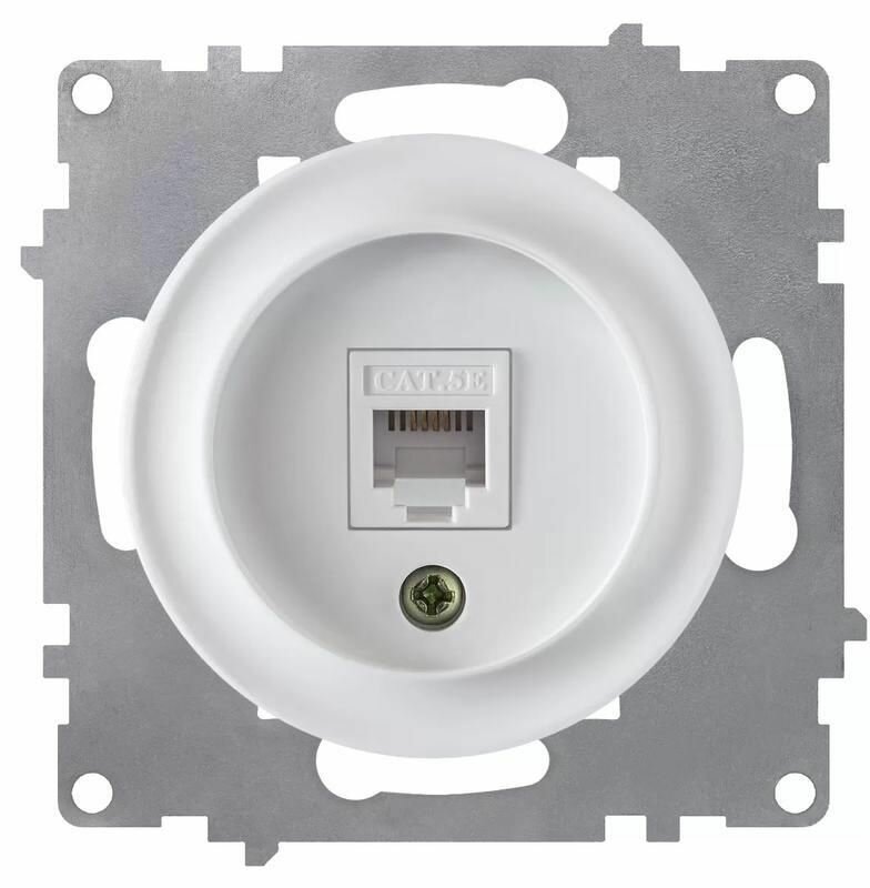 Механизм розетки комп. 1-м СП Florence 1xRJ45 кат.5e бел. 1E20701300 OneKeyElectro 2172770