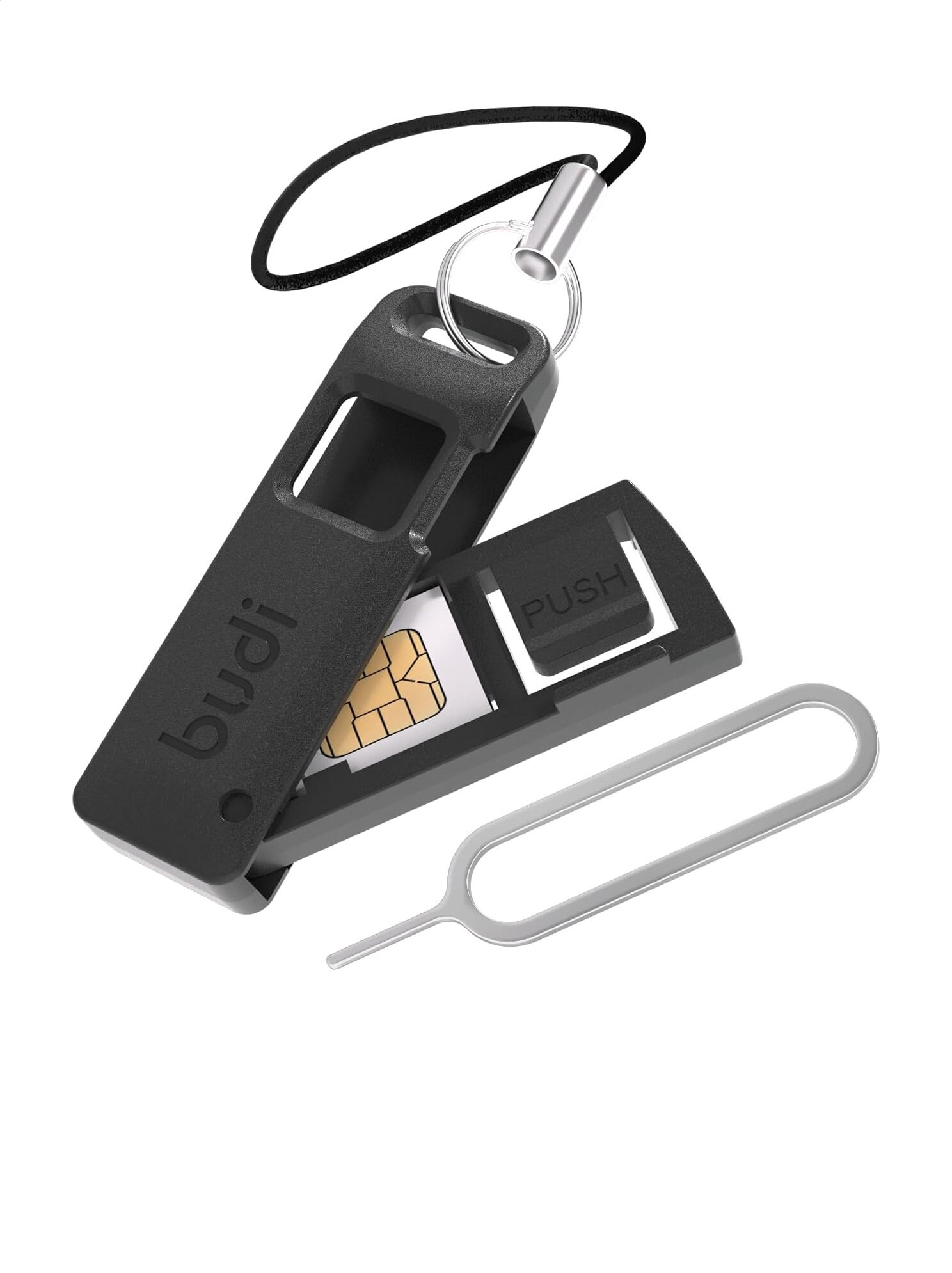 Брелок-органайзер для MicroSD и SIM-карт с ключом-скрепкой для Sim-карт — фото 1