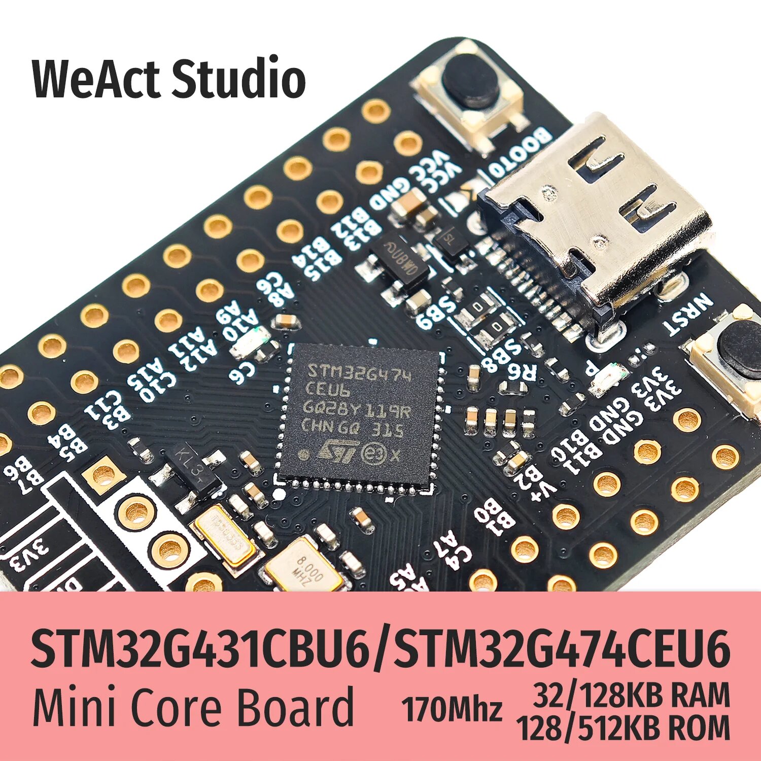Материнская плата WeAct STM32G4 STM32G474CEU6 STM32G431CBU6 STM32G474 STM32G474, STM32G431CBU6 — фото 1
