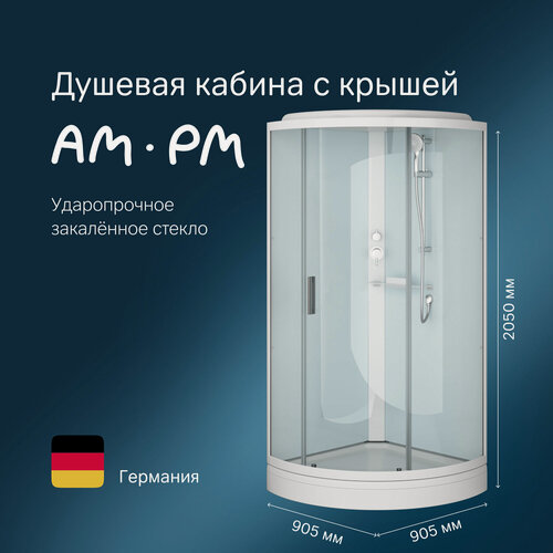 Изображение товара Душевая кабина AM.PM X-Joy 90x90 см, с крышей, тропический душ, белая