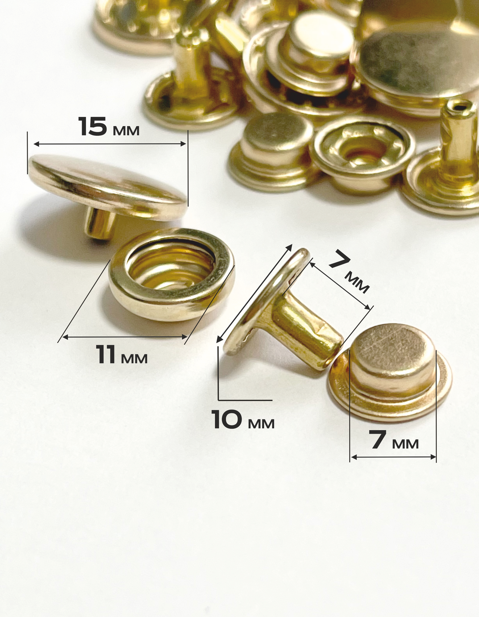 Кнопки для одежды Дельта № 503, из латуни, диаметр 15 мм, 10шт, золотистые — фото 1