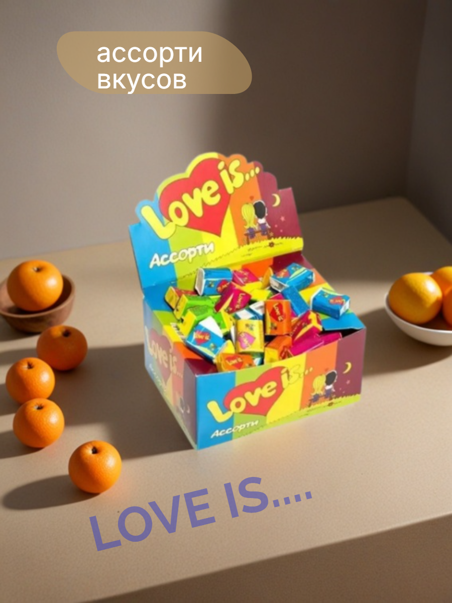 Жевательная резинка Love Is, ассорти вкусов, в блоке, 100 шт.