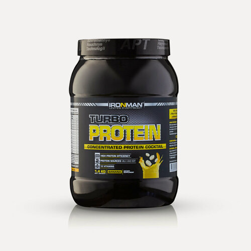 Изображение товара Протеин Ironman "Turbo Protein", для набора массы, банановый вкус, 1400г