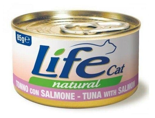 [94451] Lifecat tuna with salmon 85g - консервы для кошек тунец с лососем в бульоне 85 гр. , 94451 (2 шт)