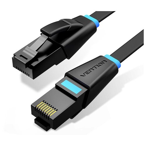 Vention Патч-корд прямой Ethernet UTP cat.6, RJ45, плоский сетевой кабель для ноутбука, роутера, кабель локальной сети, длина 5м, цвет черный vention патч корд прямой ethernet utp cat 6 rj45 сетевой кабель для ноутбука роутера кабель локальной сети длина 1 5 м цвет серый