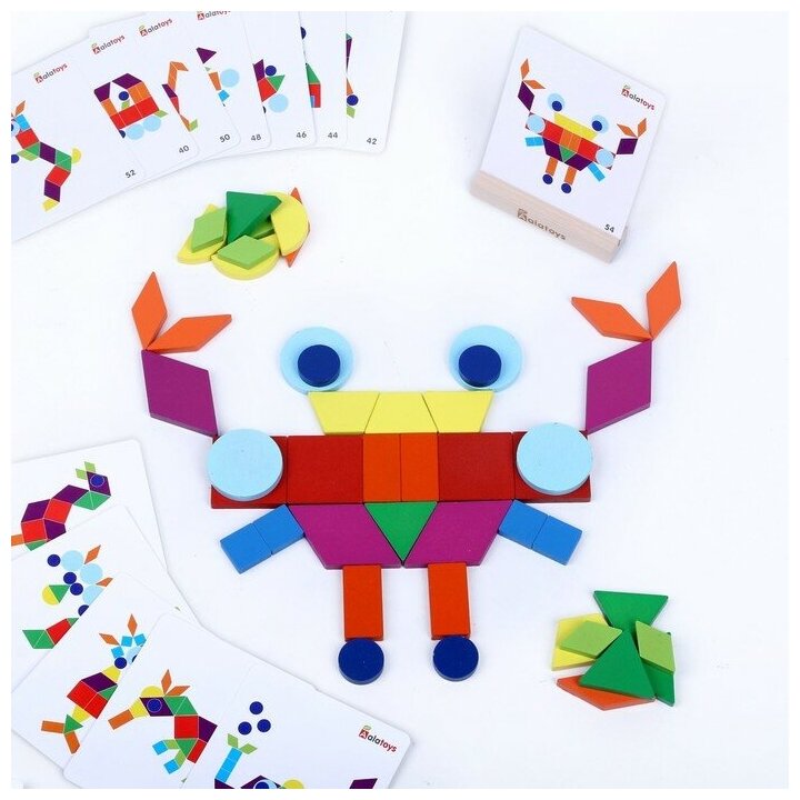 Мозаика Alatoys "Фигурки", развивающая, деревянная, для детей 3-7 лет