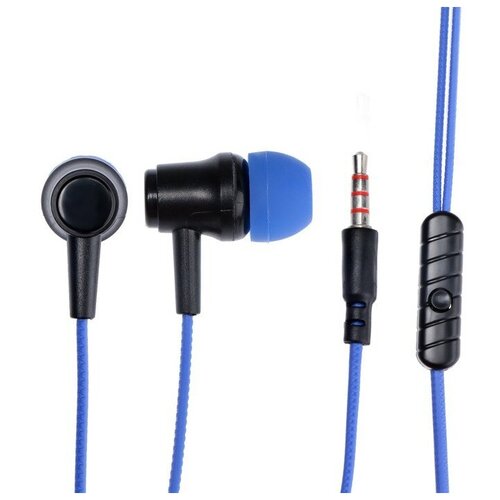 Наушники Krutoff HF-X61, вакуумные, микрофон, 106 дБ, 16 Ом, 3.5 мм, 1 м, синие