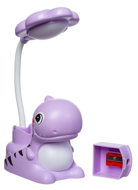 Настольная лампа "Сказочный динозаврик" LED 3Вт USB фиолетовый 7х12х33 см - фотография № 1