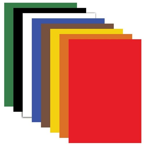Картон цветной А4 немелованный (матовый), 8 листов 8 цветов, пифагор, 200х283 мм, 5 шт.