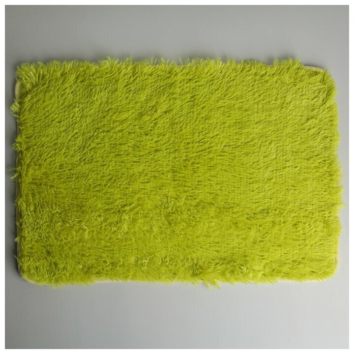 Коврик для ванной прямоугольный Пушистик, 40 60 см, цвет зелёный - фотография № 5