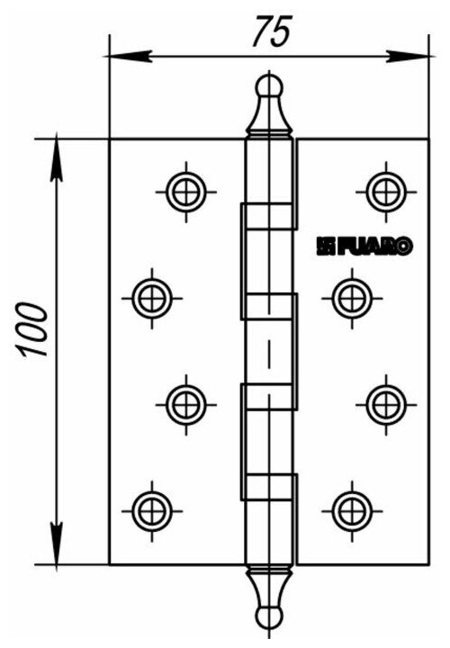 Петля Fuaro (Фуаро) универсальная IN4400UA-BL АС (4BB/A/BL 100x75x2,5) медь 1шт - фотография № 2