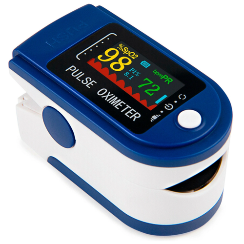 Портативный Пульсоксиметр на палец Fingertip Pulse Oximeter LK88 оригинал синий