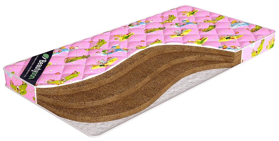 Матрас детский беспружинный Beautyson Baby Cocos 9 90x190 (Розовый), без клея и запаха