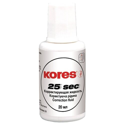 Корректирующая жидкость Kores White, 20мл, на химической основе, с кистью