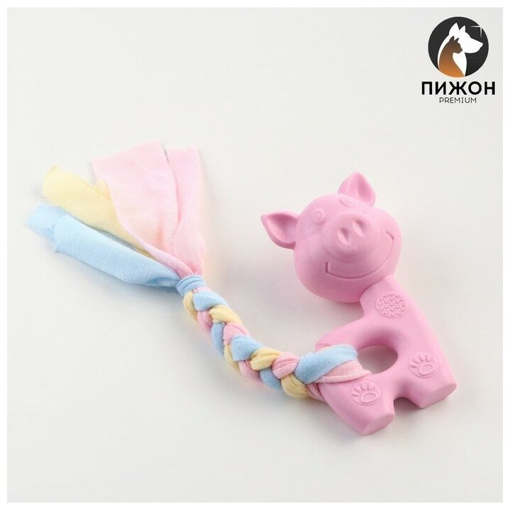 Игрушка жевательная Пижон Premium "Свинка", 10 х 6 х 3,5 см, розовая 6255547 - фотография № 5