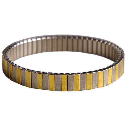 фото Браслет мужской "стальной" прямоугольники гладкие, цвет серебряно-золотой, d=6 см queen fair