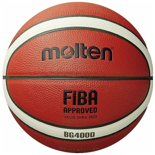 Мяч баскетбольный MOLTEN B5G4000 размер 5, FIBA Approved, 12 панелей, композит. кожа (ПУ), бутиловая камера, нейлоновый корд, кор-беж-черный