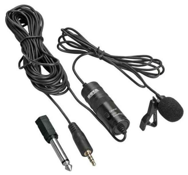 Микрофон BOYA BY-M1 петличный Jack 35mm черный двойной всенаправленный (B)