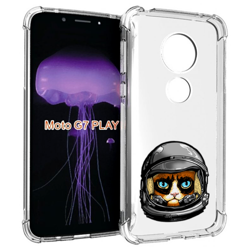 Чехол MyPads кот космонавт для Motorola Moto G7 Play задняя-панель-накладка-бампер чехол mypads кот в кроссовках для motorola moto g7 play задняя панель накладка бампер