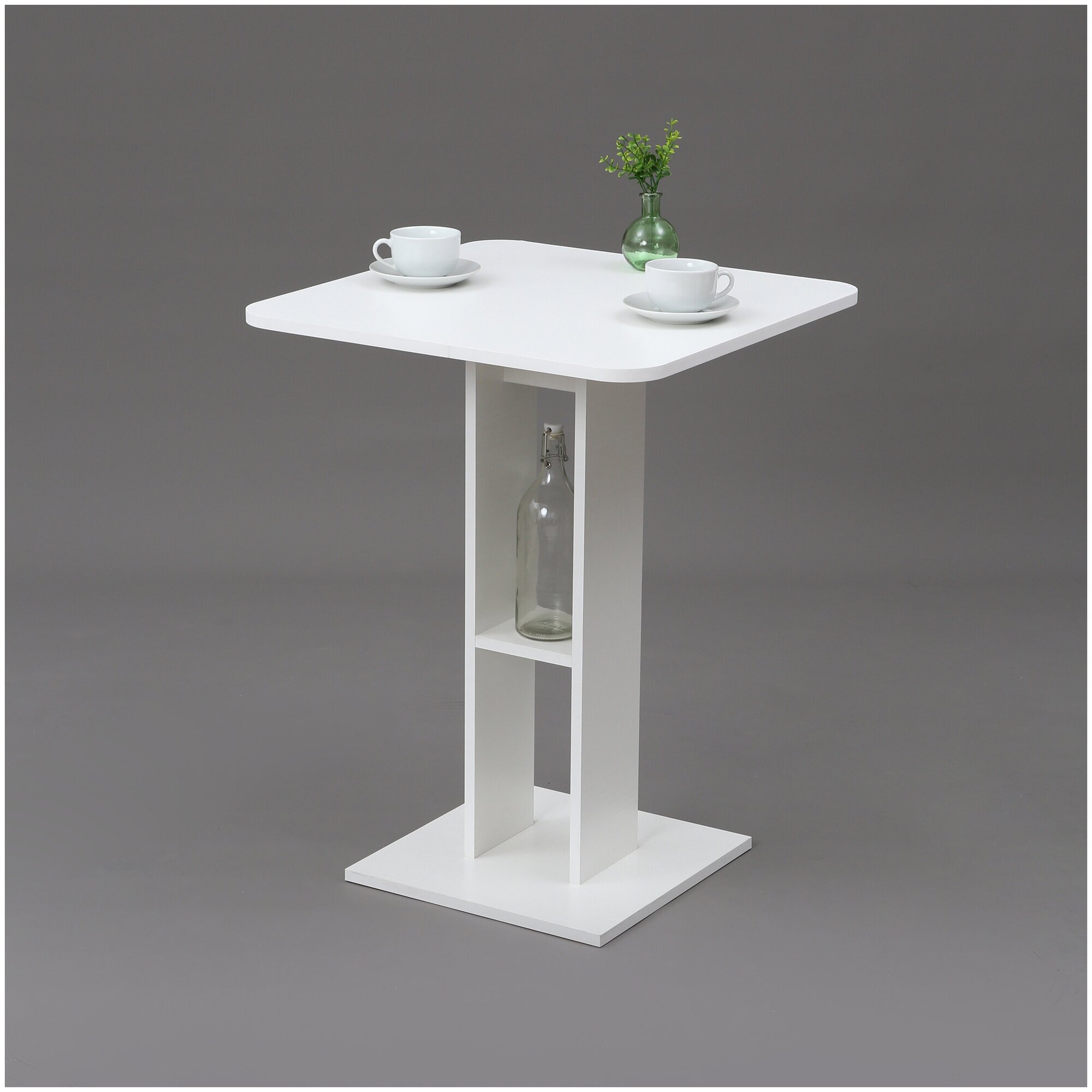 Обеденный стол с закругленными углами CAPRERA-60/ бетон/белый / 60х60х78,5см / VERAMENTE