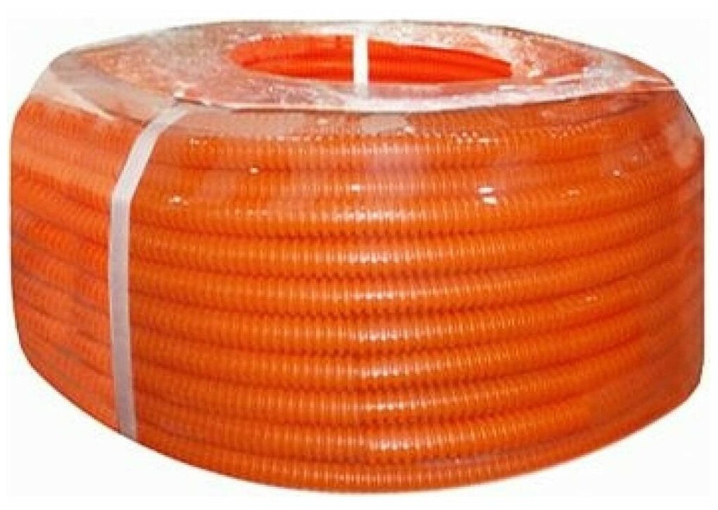Труба ПНД Экопласт гофрированная легкая, с зондом диаметр 16 мм, цвет оранжевый, 100м 20116-OR