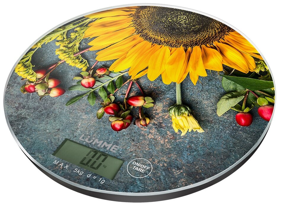 Весы кухонные LUMME LU-1341 летние цветы сенсор, встроенный термометр