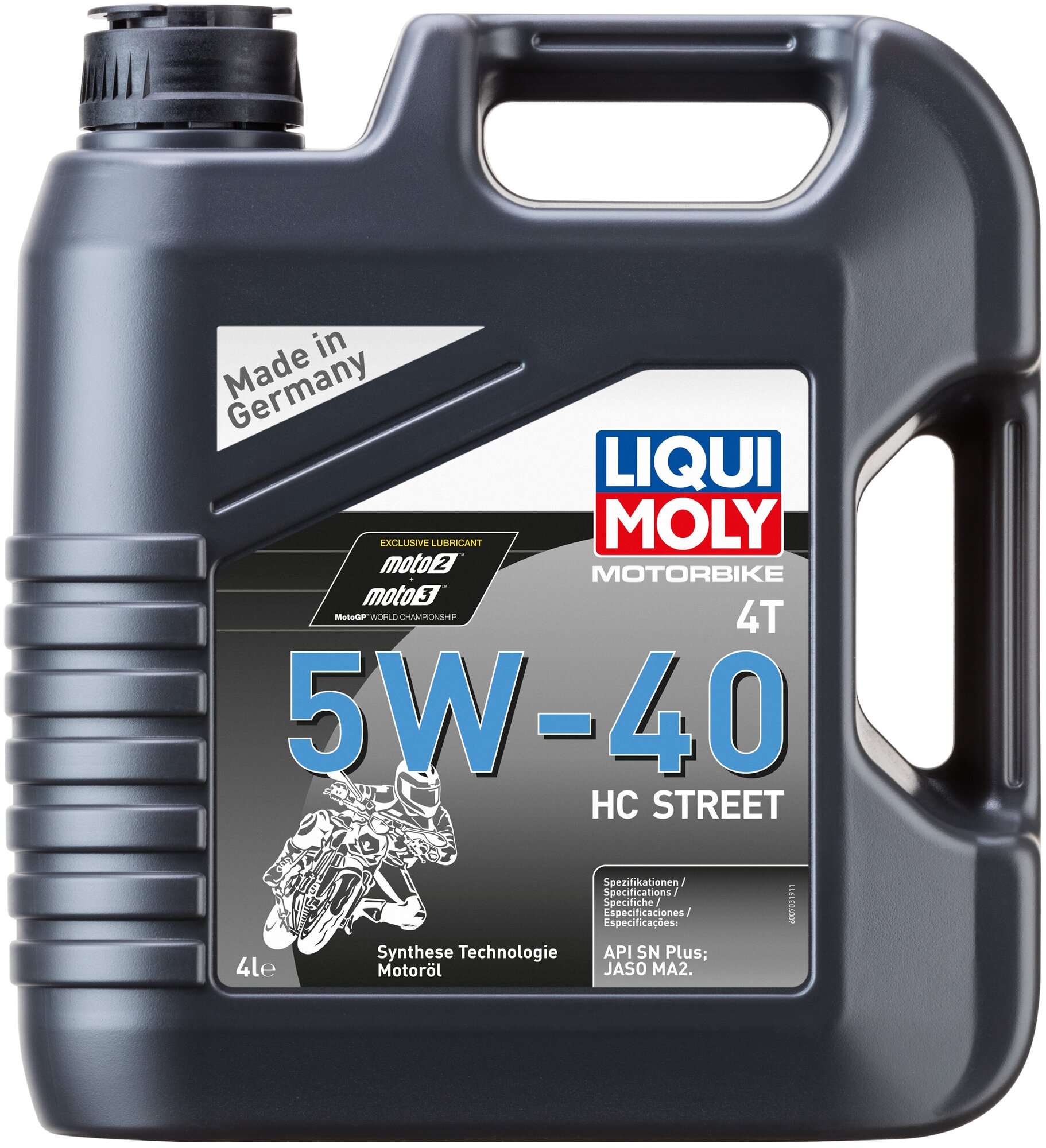 LiquiMoly 5W40 Motorbike 4T HC Street (4L)_масло моторное! HC-синт., для мотоц.\ API-SN, JASO MA-2